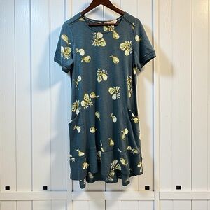 Fatface Women’s Fig Print Simone Dress Teal Short Sleeve Jersey Knit Sz‎ 10R